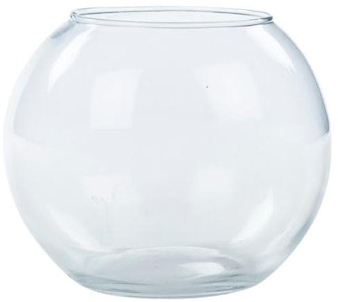 URBNLIVING Recycled Clear Glass Round Flower Pot Fish Bowl Vase Floral Display Centrepiece (Small)