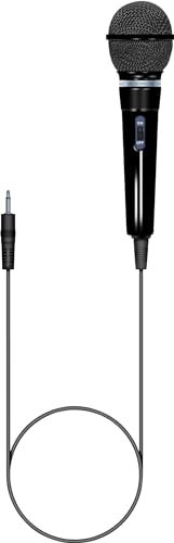 SoundLAB Dynamic Unidirectional Karaoke Microphone With Fixed 3.5mm Jack Lead 3m Length For Singing, Presentations, Practice, Home Party, Celebration, Perforamce, Kids, Adults, Portable Black