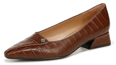 Naturalizer Womens Georgia Pointed Toe Low Block Heel Pump Brown Croco 8 M
