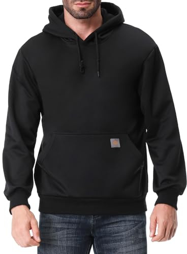 TUAOVA Men's Relaxed Fit Fleece-Lined Pullover Hooded Sweatshirt Comfortable and Soft(Black,3XL)