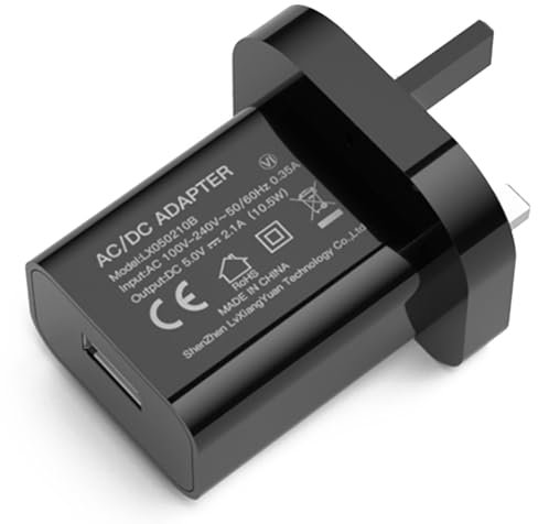 5V 2A 10W Black USB Charger, UK Usb Plug, USB-A Output, 100V-240V Input, for Phone, Tablet, Speakers、