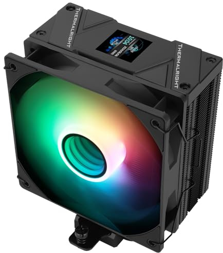Thermalright AS120 Vision ARGB svart CPU-kylare, kylning av displayprocessor med 1,54 tums upplösningseffekt, 240 x 240, för AM4/AM5 och LGA1700/1851