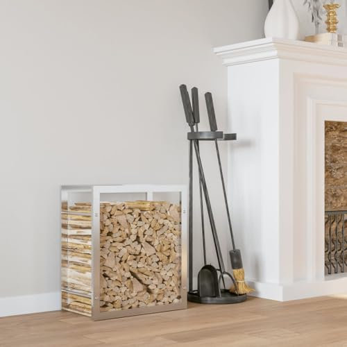 Cinyiqo Firewood Rack 50x28x56 cm Stainless Steel Firewood Holders Indoor Wood Stove Outdoor Fireplace Heavy Duty Wood Stacking Wood Storage Kit for Fireplace Tool