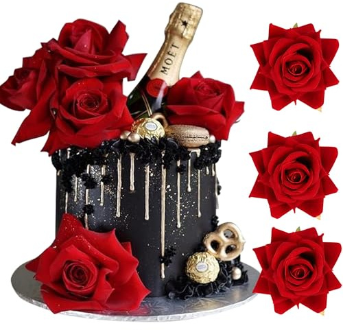 Rose artificiali, Topper Per Torta Con Rose Da 8 Pezzi, fiori decorativi, Fiori Artificiali, Decorazione Per Torta Con Fiori, per matrimoni, feste e decorazioni per la