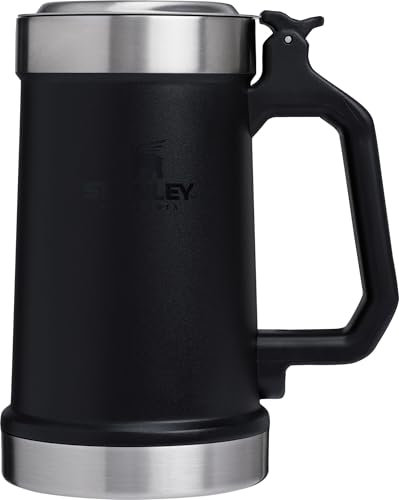 Stanley Classic Bottle Opener Beer Stein 24 oz | Flip Up Lid and Heavy Duty Handle with Built In Bottle Opener | Insulated Stainless Steel Beer Mug | BPA-Free | Black 2.0