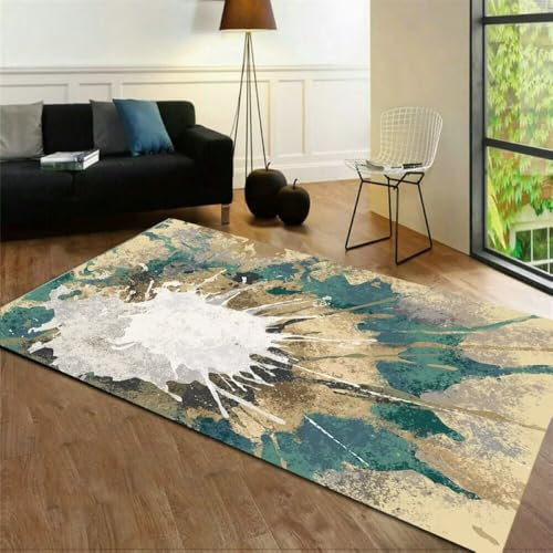 ROSURUG Spielmatte Kinderzimmer Teppiche 130X190CM Komfortabler Wohnzimmerteppich Sprühdruck Design rutschfest leicht zu reinigen Wohn- & Kuscheldecken Teppich Vorraum Grün