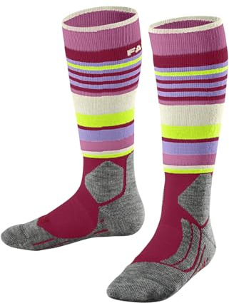 FALKE unisex - barn Skidstrumpor SK2 Intermediate K Kh ull funktionsmaterial varm tjock 1 par, Röd Rose 8564 Trend, 35-38