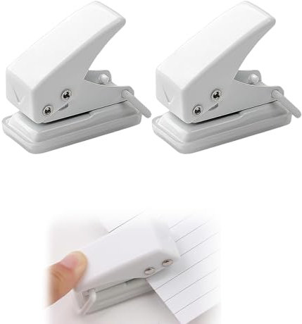 2 Stück Tragbarer Mini Locher,Locher Einzelloch,Locher Klein,für Büro,Schule und DIY Projekte,Locher für Ordner, Motivstanzer Kreis Tragbarer Mini Einzellocher,Taschenlocher(Weiß Blau)
