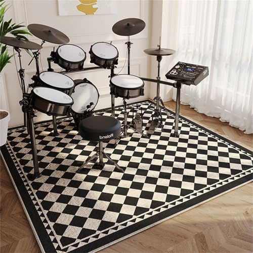 Hixingo Alfombra Bateria Electronica Insonorizada, Alfombra Antideslizante para Bateria Acustica Alfombrilla de Protección del Suelo para Estudio, Sala de Música (Cuadros de Moda,80 * 160cm)