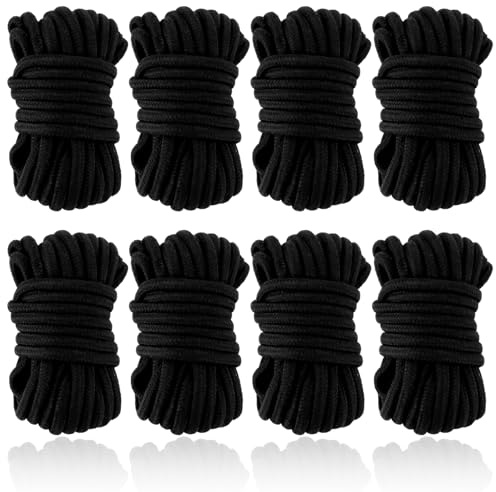 VIDETOL 8 corde in cotone 10 m x 7 mm, corda in morbido cotone, colore nero, corda in polipropilene per esterni