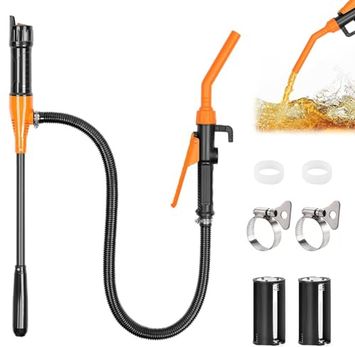 Herbst Bomba de transferencia eléctrica, bomba de bidón con manguera, bomba de combustible portátil con batería, bomba de transferencia de combustible (sin batería), bomba de gasolina – 2,4 GPM para