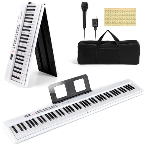 KOMFOTTEU 88 tangenter hopfällbart digitalt piano med MIDI (vit)