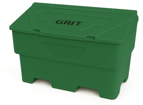 170L Green Grit Salt Bin Stackable Lockable Heavy Duty Containers 100x53x61CM Outdoor Rock Salt/Sand Storage with Lid