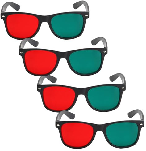 4 pezzi occhiali 3D montatura nera occhiali 3D rossi verdi per anaglifi dimensionali TV film DVD giochi e da allenamento per ambliopia