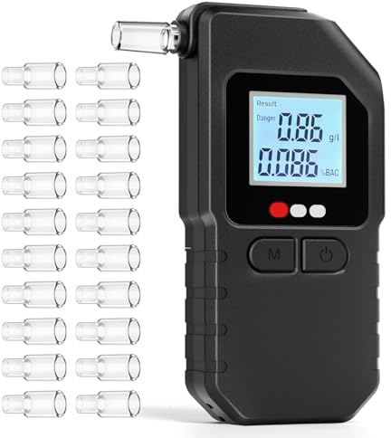 Ehpiern Breathalysers Alcohol Tester, Professional Dual Sensor Digital Breathalyzer with LCD Display, High Accuracy Portable BAC Test Device, Rechargeable for Personal & Car Use with Mouthpieces