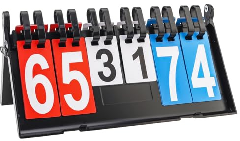 Tobefore 6-Digit Portable Table Top Scoreboard Flipper - Color Coded Flip Scoreboard with Waterproof Design for Basketball, Soccer,Volleyball, Pickleball & Cornhole Games