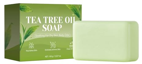 Tea Tree Oil Soap Bar – naturlig handtvål för känslig hud | Gentle Foaming Cleanser för ansiktskropp och fötter, soothes and refreshes skin, kompakt 100 g för daglig användning
