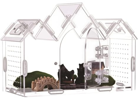 Kit de Carcasa de araña saltarina, con Puertas magnéticas, casa de tarántula acrílica Transparente, recinto de araña Saltando de acrílico, para dragón Barbudo, Reptil, Mantis, Serpiente, Tortuga