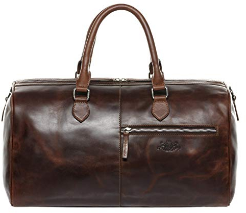 SID & VAIN große Weekender echt Leder - Sporttasche Seattle 46 cm - Reisetasche Handgepäck mit Schultergurt - Ledertasche Herren und Damen braun handgefertigt