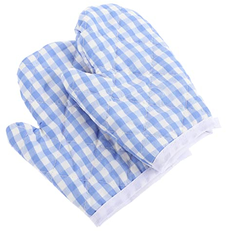 HEMOTON 2 Stücke Ofenhandschuhe Weihnachten Dekorative Topfhandschuhe Kinder Weihnachten Küche Handschuhe zum Kochen Backen Grillen rutschfeste(Himmelblau)