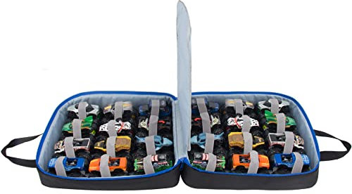 KISLANE Carrying Case for 24 Monster Jam Trucks, Toy Truck Storage Compatible with 24 Monster Jam Trucks, Holding for 1:64 Scale Monster Jam Trucks (No Accessories Included)