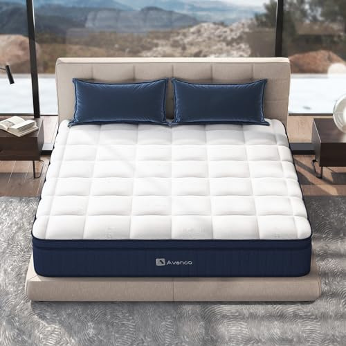Avenco Double Mattress, 10 Inch Bamboo Foam Pocket Sprung Mattress double, Luxury Breathable Tencel Fabric Innerspring Hybrid Mattress, 4ft 6 Mattress, CertiPUR-US Certifie, 135x190x25cm