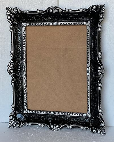 Bilderrahmen Antik Gold Rechteckig 57 x 47 cm Foto Spiegelrahmen Gemälderahmen Barockrahmen 30 x 40 cm Prunk Rahmen 3049G (Schwarz-Silber)