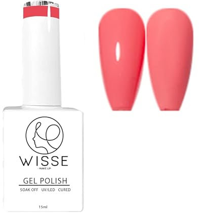 Wisse Make up Gel Nail Polish, UV/LED Soak-Off Nail Art Manicure Pedicure for Professional, Salon & Home Use - Long Lasting & Easy to Apply, 30 Colours - Coral
