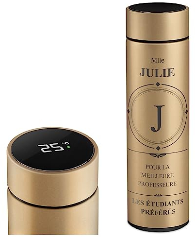 Maverton Mug Isotherme personnalisé pour femmes - Tasse en inox avec Afficheur de température LED - Thermos avec gravure pour maman - amie - pour anniversaire - original - Pour Prof