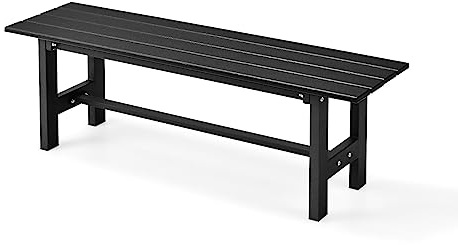 COSTWAY Panchina da Esterno con Sedile HDPE, Panca da Giardino con Telaio in Metallo Verniciato a Polvere, Panchina da Giardino, Parco e Balcone, Portata 300 kg, 120 x 36 x 40,5 cm (Black)