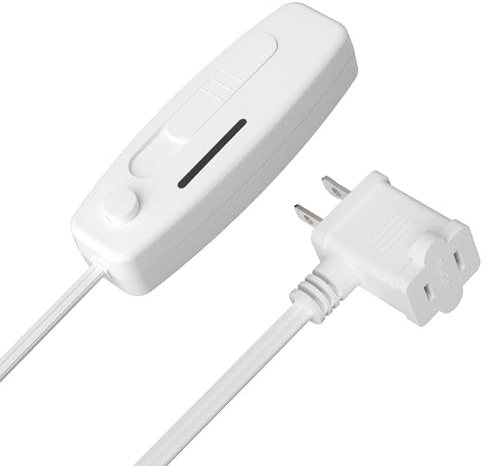 LIDER Table Top Lamp Dimmer Switch, Dimming Switch for Desk, Compatible with 120V Incandescent/Halogen, 200W Dimmable CFL or Dimmable LED Lights, Locator Light, 6 ft. Cord, UL Listed, White