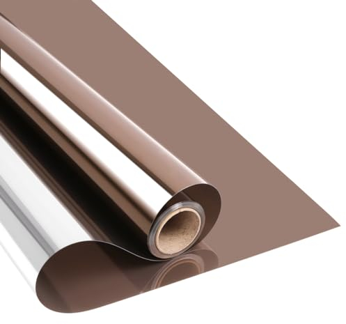 Arthome Pellicola per Vetri Finestre Anti-UV 44,5cmx200cm,Marrone Argento,Controllo Calore Oscuranti per Finestre Riflettente Adesiva Statica DIY per casa e ufficio Riduzione Abbagliamento solare