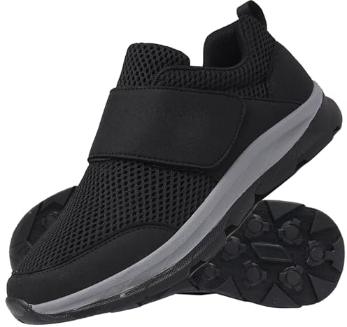 AZMAHT Diabetiker Sandalen Herren Outdoor Walking Shoes Orthopädische mit Klettverschluss Verstellbare Gesundheitsschuhe Verbandschuhe bei geschwollene Füße Reha Schuhe,Schwarz,46/280mm