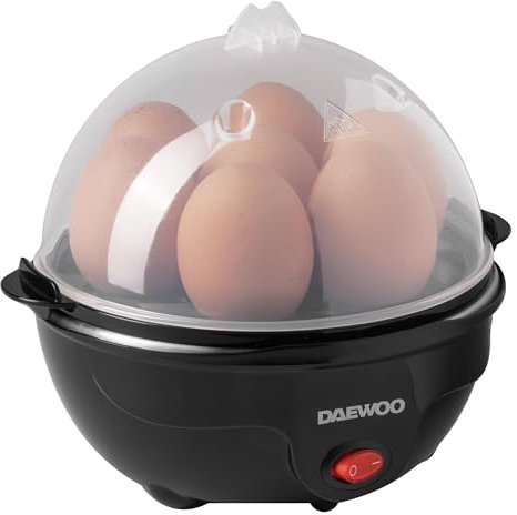 Daewoo Essentials Egg Boiler For Boiled Eggs, 7 Portions, Soft Medium And Hard Egg Indicator, Ready Signal, Easy Clean And Compact Design