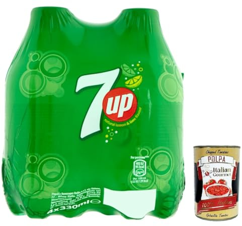 7UP, soft drink lemonade, Limonade mit Zitronen- und Limettengeschmack in Flaschen aus 100 Prozent recyceltem Material, EINWEG (6 x 1.5 l) + italian Gourmet polpa 400g