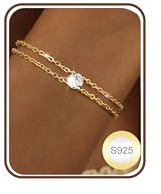 Chriscoco Bracelet Femme Argent Sterling 925 Bracelets Or Réglable Bracelets à Chaîne Empilable Bijoux Femme Bracelet Argent pour Femmes Filles