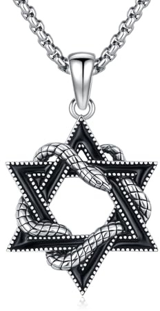 XIXLES Davidsstjärna kedja 925 sterlingsilver Davidstjärna halsband män orm kedja amulett judiskt smycke för män kvinnor