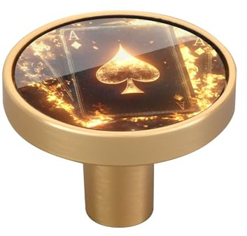 ZRYSMY 4 Pack Poker Fire Black Cabinet Knobs, Fashion Design Round Pulls Handle for Drawer Wall Dresser Kitchen