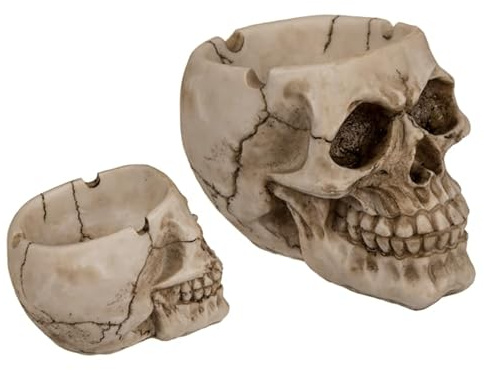 Cenicero Gótico de Calavera en Poliresina, Decoración de Mesa Vintage, Accesorio para Fumador, 12 cm, Diseño Alternativo para Halloween