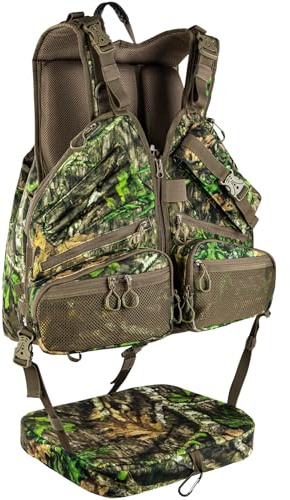 BLISSWILL Turkey Hunting Vest backpack with Seat,Adjustable Camo Vest with Game Pouch for Men Women,Upland Bird Hunting Gear Gift(Broadleaf Waver)