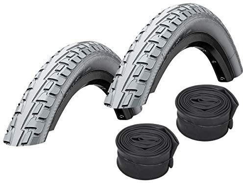 Set: 2 x Continental Fahrrad Reifen Ride Tour grau 47-622 / 28x1.75 + Conti SCHLÄUCHE Rennradventil