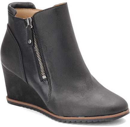 SOUL Naturalizer Womens Haley Memory Foam Wedge Ankle Bootie , Black Nubuck, 8.5 M