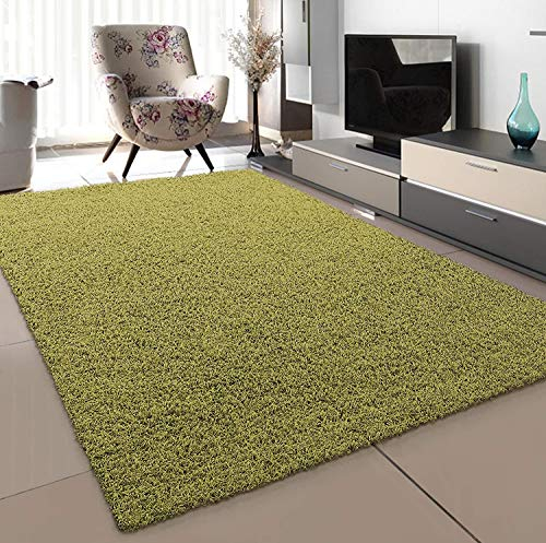 SANAT Teppich Wohnzimmer - Hellgrün Hochflor Langflor Teppiche Modern, Größe: 120x170 cm