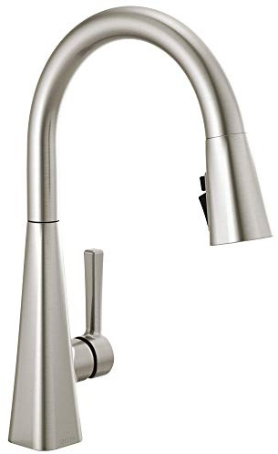 Delta Faucet Lenta Brushed Nickel Kitchen Faucet, Kitchen Faucets with Pull Down Sprayer, Kitchen Sink Faucet, Faucet for Kitchen Sink, Magnetic Docking Spray Head, SpotShield Stainless 19802Z-SP-DST