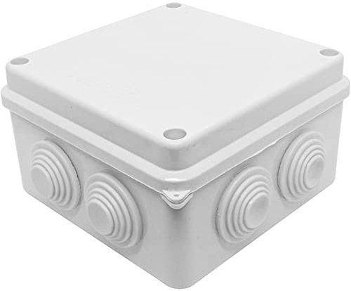 Lumonic Scatola di giunzione bianca 100 x 100 x 70 mm con 7 aperture, scatola di giunzione da parete, IP65, scatola di giunzione, scatola di giunzione per interni ed esterni