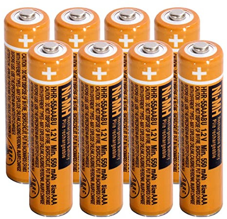pingju NI-MH AAA Rechargeable Battery 1.2V 550mah 8-Pack hhr-55aaabu AAA Batteries for Panasonic Cordless Phones, Remote Controls, Electronics