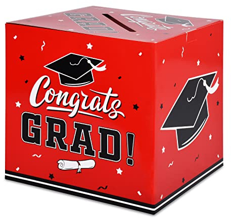 Gatherfun Graduation Decorations 2026 Grad Card Box for Gift Graduation Party Favors Decor Party Supplies Red
