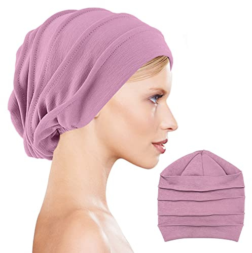 XPOOP Gorro Unisex de Bambú para quimio y Oncológicos Sombrero de Quimioterapia Muslim Turbante Cap Sombrero Hijab para Cáncer Quimioterapia para Càncer Quimioterapia Chemo Pèrdida de Pelo (Purple)