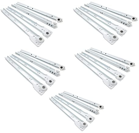 AZERODESIGN-Rieles para Cajones-Pack 5 Juegos Guias Cajones Carriles-Guias Correderas para Cajones-Extraccion Parcial-Guia de rodillo-Soporta Peso de Hasta 25kg por Cajon(MARRON, 500MM)