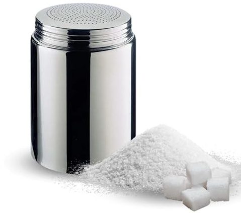 VIRSUS Dispenser Spandizucchero 129, capacità 300 gr, spargizucchero in Acciaio Inox, dosatore per Zucchero, Cacao, Zucchero a Velo e Polveri, per Decorare Cappuccini e Dolci (1)